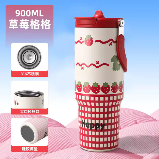 Kawaii Cartoon Animal Insulated Ice Coffee Straw Cup