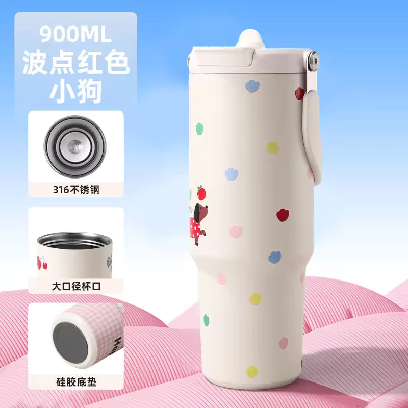 Kawaii Cartoon Animal Insulated Ice Coffee Straw Cup